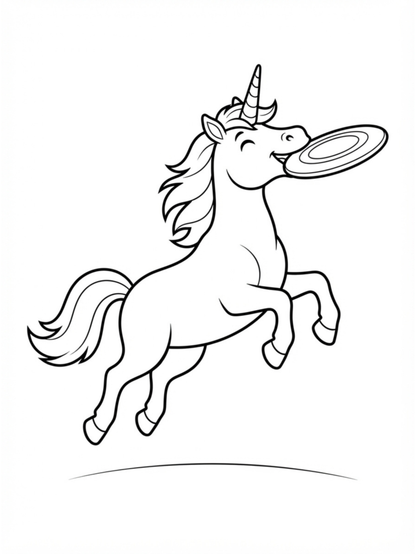 Unicorn Catching a Frisbee