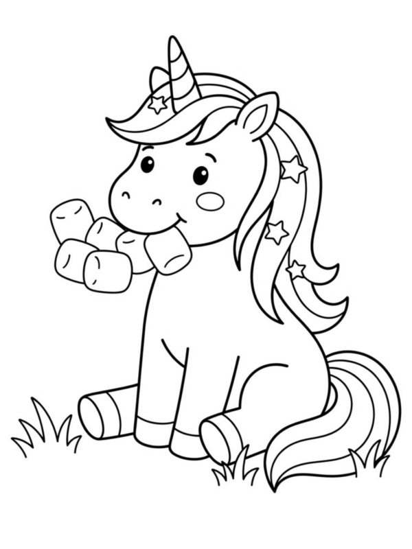 Unicorn Eating Marshmallows