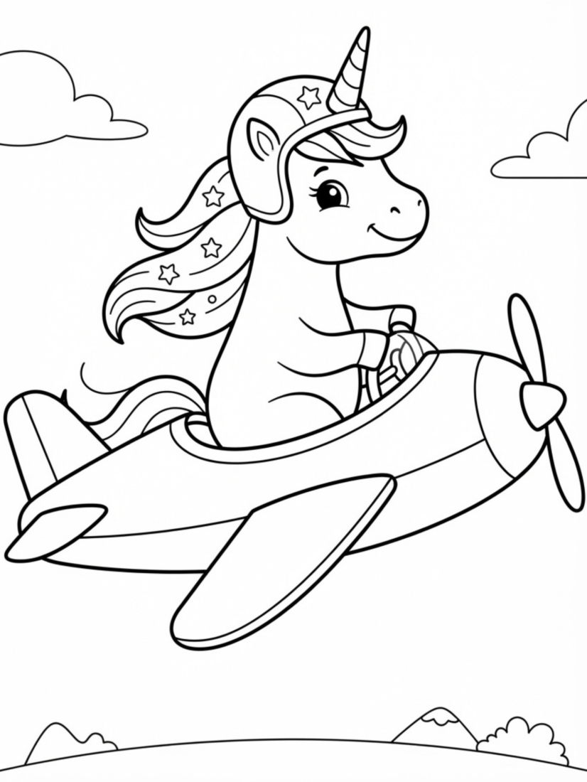 Unicorn Flying a Propeller Plane