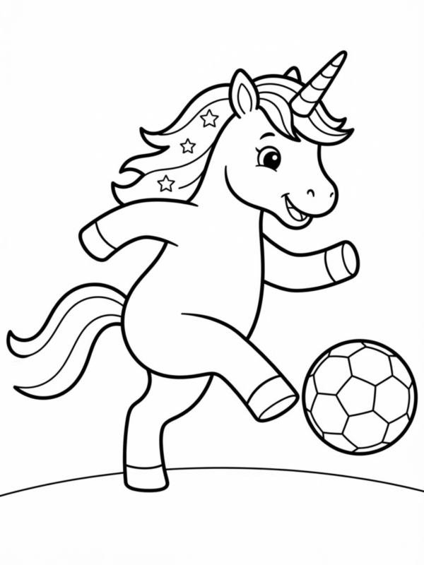 Unicorn Kicking a Soccer Ball