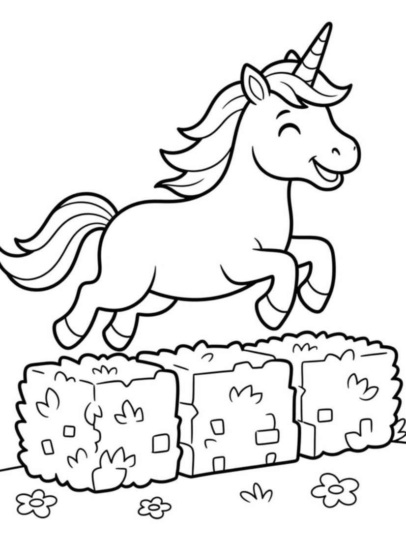 Unicorn Leaping Over a Hedge