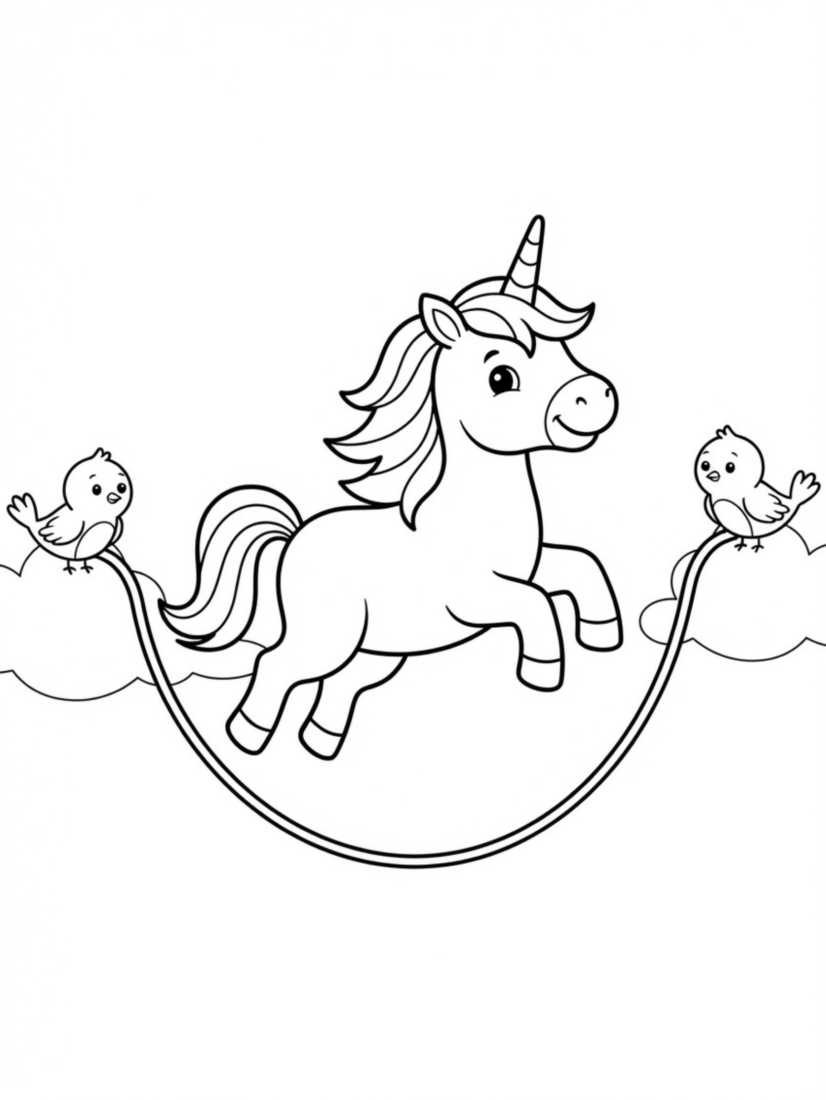 Unicorn Playing Jump Rope