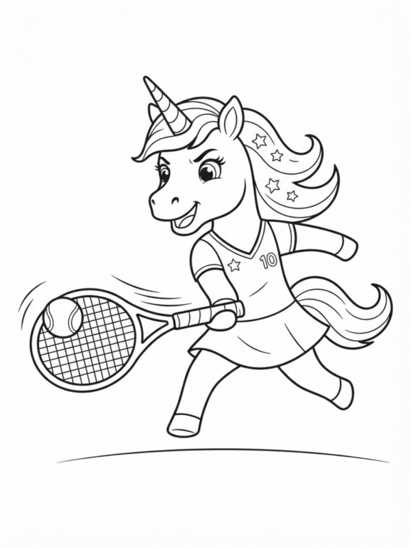 Unicorn Playing Tennis