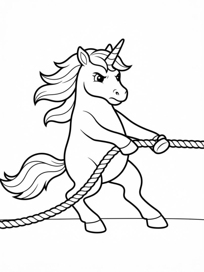 Unicorn Playing Tug of War