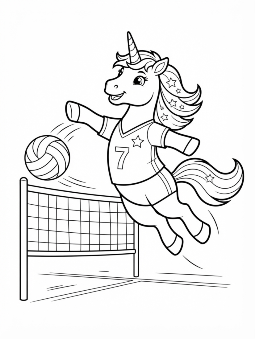 Unicorn Playing Volleyball