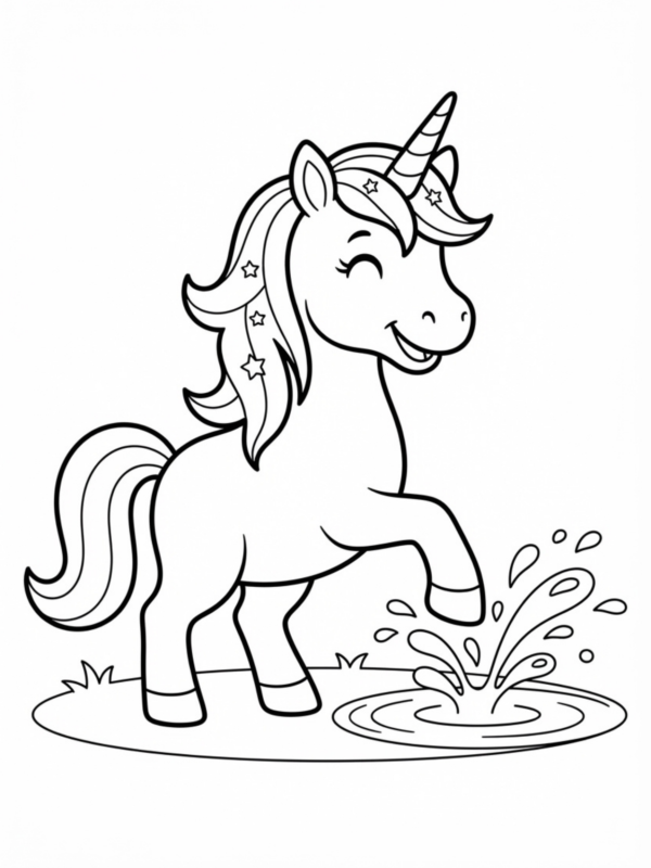 Unicorn Splashing in a Puddle