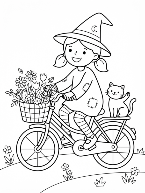 Witch Riding a Bicycle