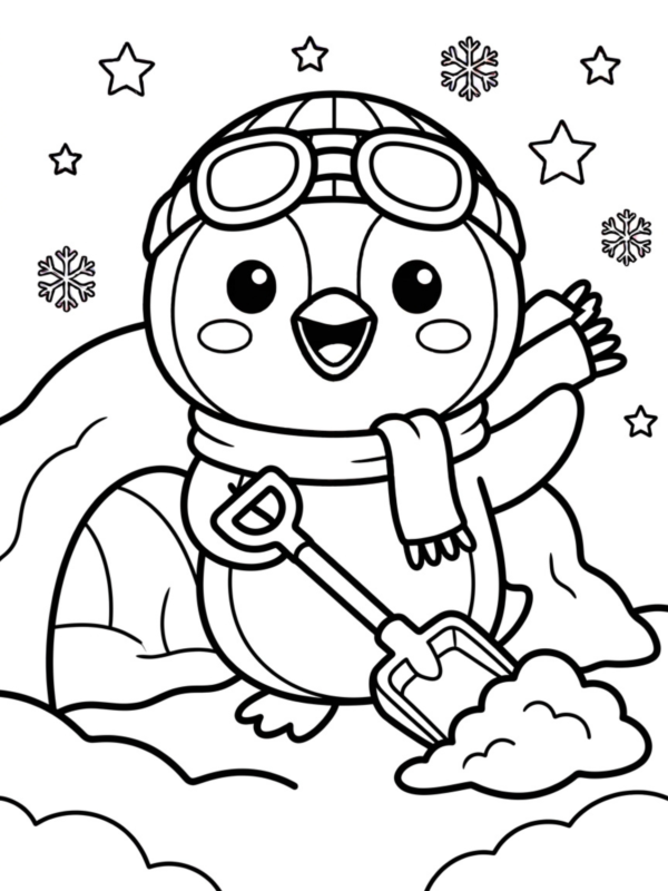 Penguin Digging with a Shovel