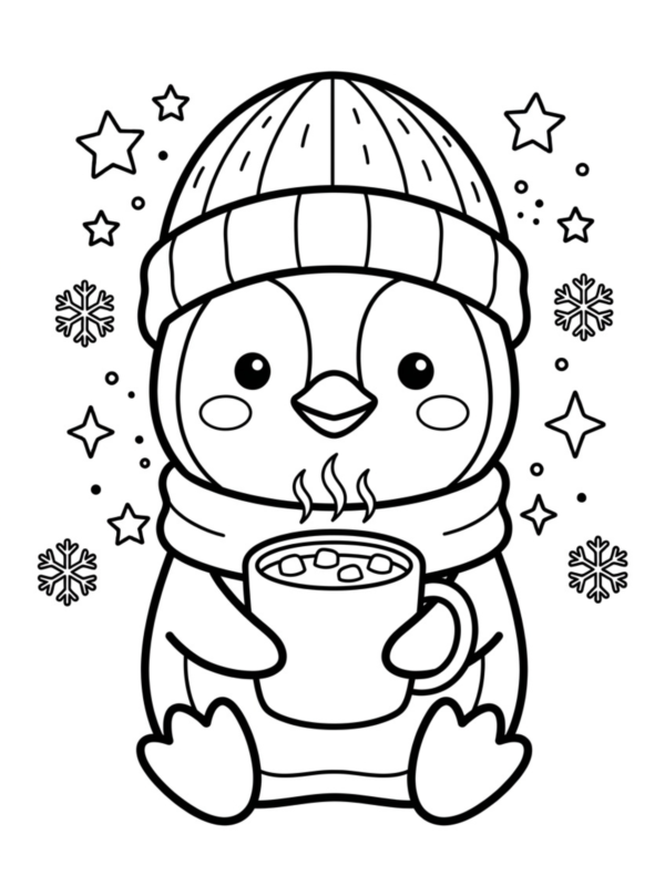 Penguin Drinking Hot Cocoa