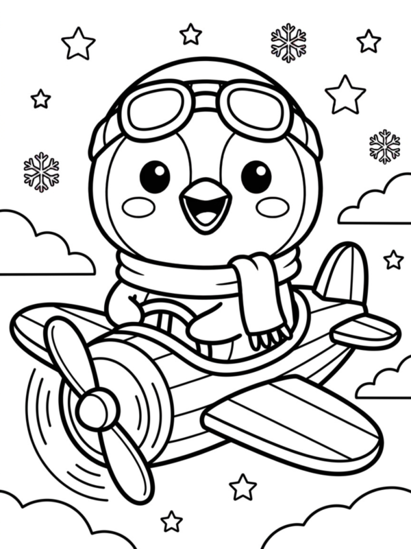 Penguin Flying a Toy Airplane