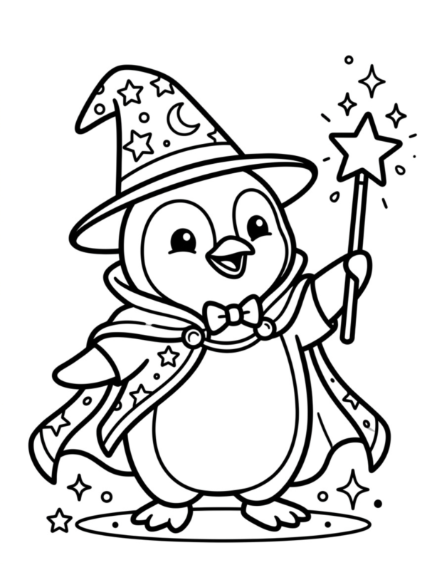 Penguin Holding a Wand