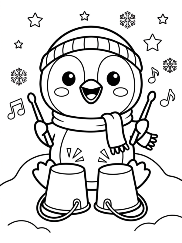 Penguin Playing the Drums