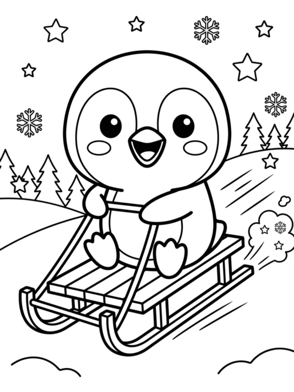 Penguin Riding a Sled