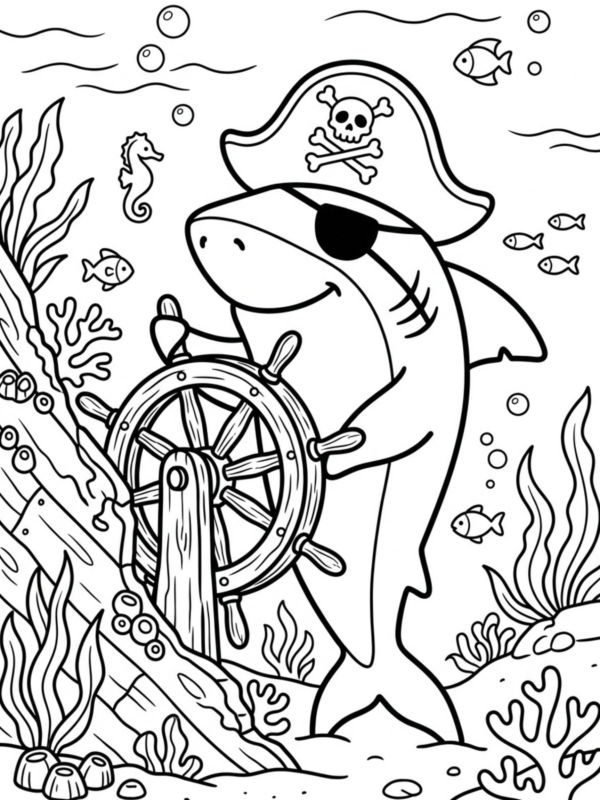 Pirate Shark with an Eyepatch