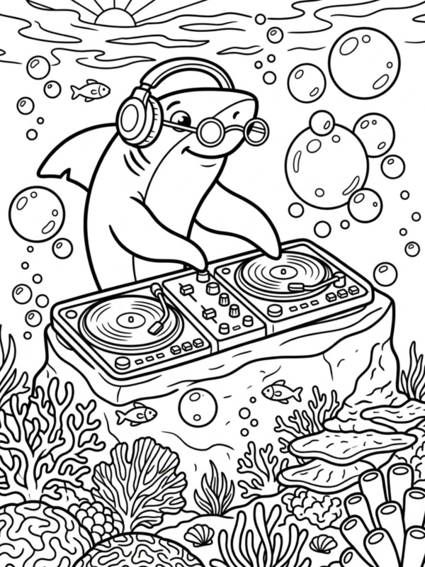 Shark DJ at an Underwater Party