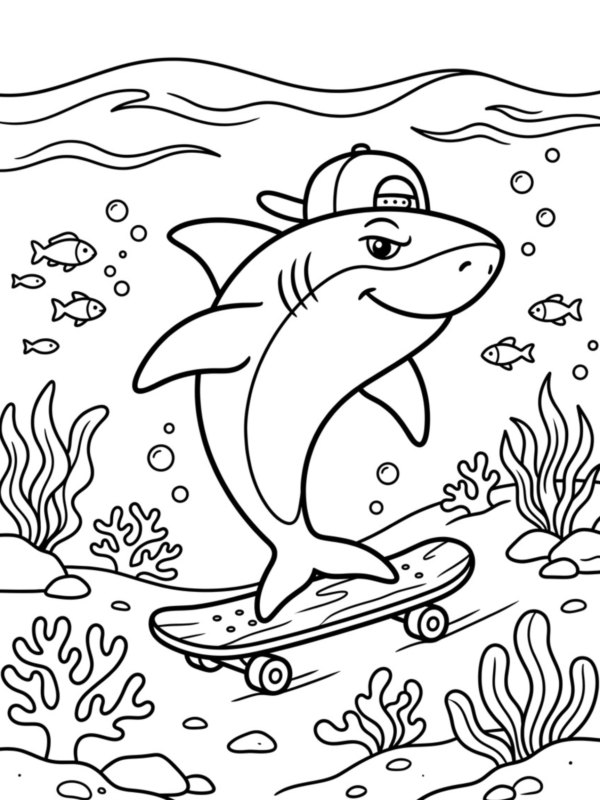 Shark Ridin’ a Skateboard Underwater