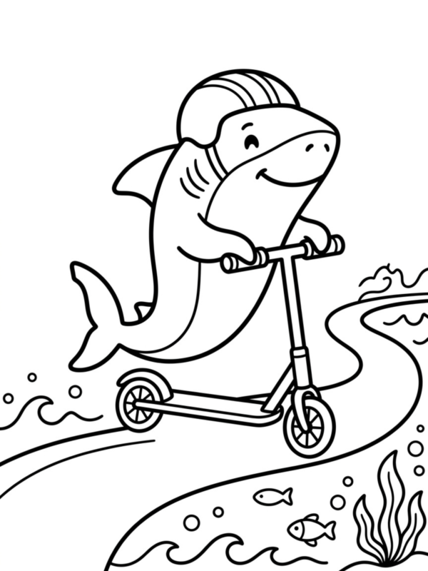 Shark Riding a Scooter